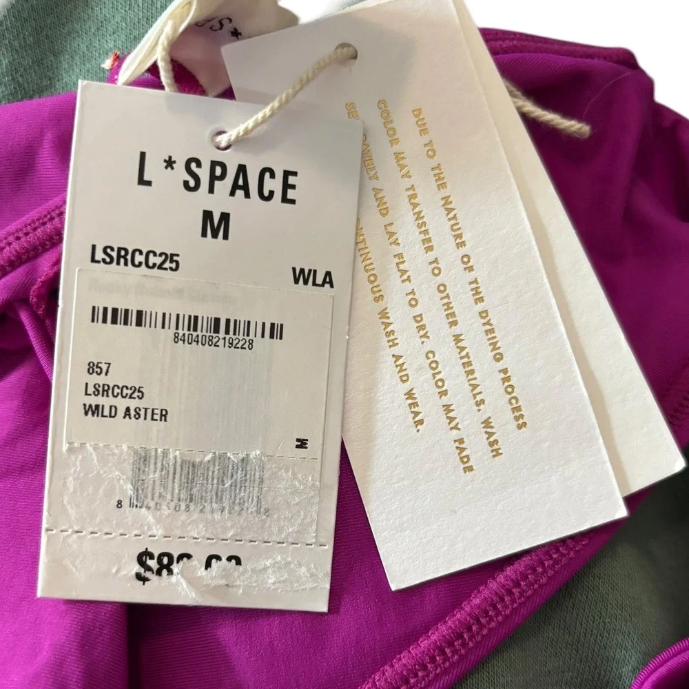 L*Space Rocky Bikini Bottom Wild Aster‎ Magenta Purple High Cut V-Front NWT M